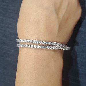 Sterling Silver wrap around double tennis bracelet Brand New